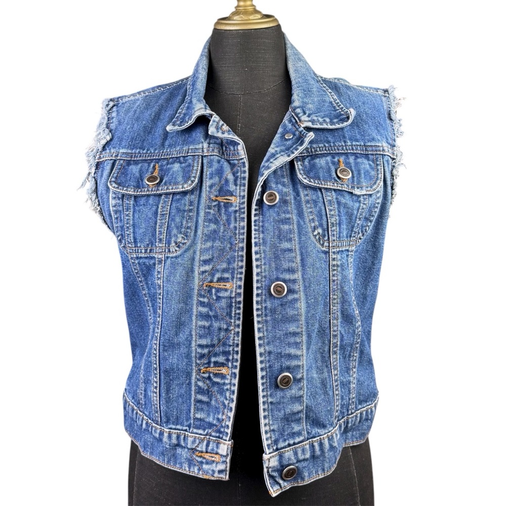 Todd Oldham TO2 Jacket Vest Denim Vintage 90s Cutoff Sleeves Cotton Size Medium